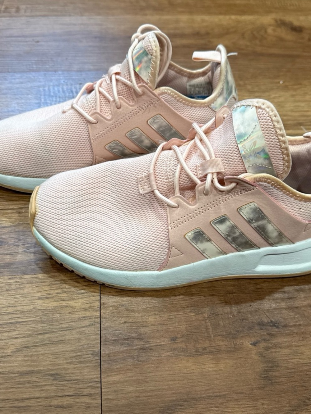 adidas Women’s Light Pink Sneakers with Metallic Accents